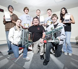 GOOD TO GO :  The Nipomo High School robotics team is ready to take on the world. Members include from the left in front Rachel LeCover, advisor Greg Gracia, and Erik Sandberg; and standing, from left, Sergio Navarro, Ryan Tucker, Coty Walker, Dylan Hardy, and Jasmine Desmit. - PHOTO COURTESY OF GREG GRACIA