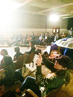 RAPT AUDIENCE:  Poetry lovers were all up in that joint (AKA the SLO Grange Hall). - PHOTO BY GLEN STARKEY