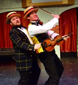 FIDDLERS ON THE STAGE:  Dynamic duo Cosmo (Zach Johnson) and Don (Jeff Salsbury) reminisce about their less-than-humble beginnings in show business. - PHOTO COURTESY OF JAMIE FOSTER PHOTOGRAPHY