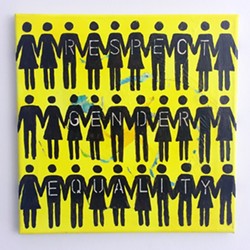 STAND TOGETHER:  Brigette Parzych&rsquo;s painting (pictured) embodies the theme of gender equality that many of the works in the exhibit share. - IMAGE COURTESY OF TERRI KURCZEWSKI