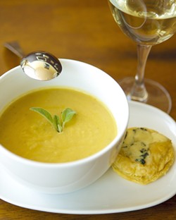 A TASTE OF AUTUMN :  Pumpkin soup is one of several dishes now being served at Gather Wine Bar in the village of Arroyo Grande. - PHOTO BY STEVE E. MILLER