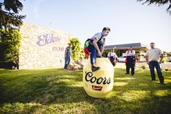 ROLL &rsquo;EM OUT:  During Rodeo Clown University, students got to (try to) hop into Professor Punkintown&rsquo;s own personal barrel, which he had custom made by a man in Idaho. - PHOTO BY HENRY BRUINGTON