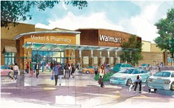 BLUE MENACE? :  The Atascadero Planning Commission is scheduled to finalize plans for a Walmart and adjoining shopping center on June 5 at 6 p.m. - IMAGE COURTESY OF PERKOWITZ AND RUTH ARCHITECTS