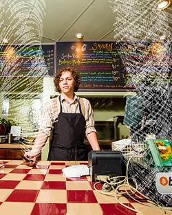 PAYING WITHOUT PAPER:  Le Ciel Crepe Caf&eacute; in SLO recently began accepting Bitcoin, thanks to employee and Bitcoin user Isaac Manarik, who helped get the businees set up with a Bitcoin wallet. - PHOTO ILLUSTRATION BY HENRY BRUINGTON
