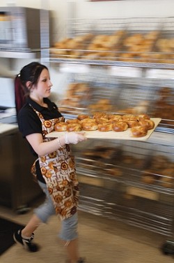 SIT UP AND BAGEL :  House of Bagels, a favorite in Paso Robles since 2005, recently opened an eatery in San Luis Obispo, where Cheri Dart (pictured) works. - PHOTO BY JESSE ACOSTA