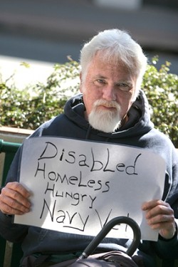 BENCH TIME :  Homeless Navy veteran Patrick Walker agrees aggressive panhandling is wrong. &acirc;&euro;&oelig;I&acirc;&euro;&trade;m not a piece of furniture, I&acirc;&euro;&trade;d hate to be removed. It&acirc;&euro;&trade;s a public bench on public property and I&acirc;&euro;&trade;m still a part of society. Many of us spilled blood to be on this bench.&acirc;&euro;? The proposed ordinances target transients, but it&acirc;&euro;&trade;s unclear how these new laws will affect the homeless population. - PHOTOS BY CHRISTOPHER GARDNER