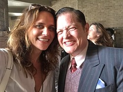TRANS ACTOR:  'Transparent' co-star Amy Landecker (left) took this selfie onset with RawfeyL (right) costumed in a vintage 1930s suit for one of his appearances on the Amazon TV series. - PHOTO BY AMY LANDECKER