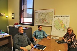 A-TOWN TEAM:  Public Works Director Nick DeBar (left), Community Development Director Phil Dunsmore (center), and Deputy City Manager Terrie Banish (right) are all new Atascadero employees working to boost the city&rsquo;s economy and infrastructure. - PHOTO BY DYLAN HONEA-BAUMANN