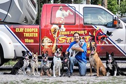 A FURRY FAMILY:  Chris Perondi&rsquo;s, of the famous Stunt Dog Experience, four-legged show biz family currently includes more than 20 dogs. - PHOTO COURTESY OF CAL POLY PERFORMING ARTS CENTER