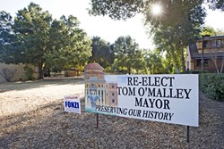 CONTROVERSIAL LAND :  Atascadero Mayor Tom O&rsquo;Malley passed this downtown property to his adult son in 2004 to vote on a legal settlement. Concerns about a conflict of interest still linger. - PHOTO BY JAYSON MELLOM