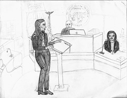 MIDDLE SCHOOL WINNER!:  Marguerite Zuniga of Laguna Middle School took first place in the middle school courtroom. - DRAWING COURTESY OF MARGUERITE ZUNIGA