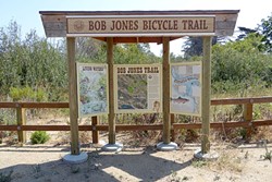 THE MORE YOU KNOW:  This kiosk near the LOVR overpass explains the history of the Bob Jones Trail, the health of the nearby creek, and what to do if you encounter a mountain lion. Oh my! - PHOTO BY GLEN STARKEY