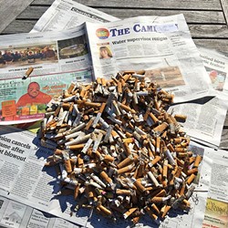 TRASHY:  One California Coastal Cleanup Day volunteer spent an hour on Sept. 17 picking up cigarette butts from Moonstone Beach in Cambria. - PHOTO COURTESY OF ECOSLO