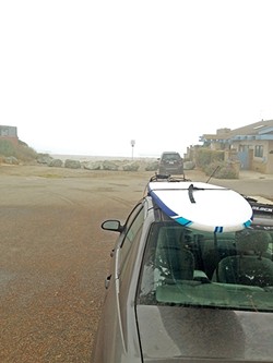 KOOK:  It should have been no surprise to me that Cayucos State Beach was mostly flat and foggy on this Monday morning. But that&rsquo;s the problem with surfing and me: My mind&rsquo;s always playing tricks. - PHOTO BY PETER JOHNSON