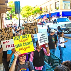 THE TRUMP EFFECT:  The election of Donald Trump triggered protests in SLO and across the country. - PHOTO BY JAYSON MELLOM