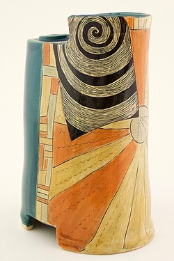COASTAL LOVE:  Cambria resident and ceramicist Patricia Griffin uses a technique called sgraffito, which is Italian for &ldquo;to scratch,&rdquo; on pieces like 'Near the Lighthouse,' which helps her achieve a hand-drawn look in her work. - PHOTO COURTESY OF PATRICIA GRIFFIN