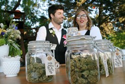 BUDTENDERS Wedding event "budtenders" Megan Souza and Eric Powers started Megan's Organic Market in 2013 in an effort to combat what they saw as a lack of verifiably organic medicine available to the cannabis community. - PHOTO BY HAYLEY THOMAS CAIN