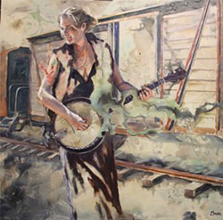 LOCAL SOUNDS SLO musician Erin Inglish is depicted in Colleen Gnos' painting, Will Not Obey. - IMAGE COURTESY OF COLLEEN GNOS