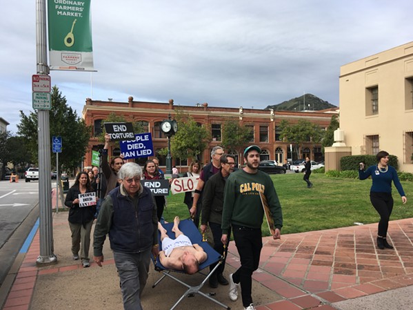 The protest ended in front of the SLO County Courthouse.
