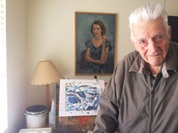 PAINT ON At 94 years old, artist John Barnard still paints nearly every day at his room in a retirement home in Atascadero. - PHOTO BY RYAH COOLEY