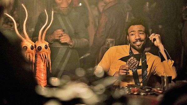 BILLY DEE? Donald Glover channels Billy Dee Williams in his role as notorious gambler Lando Calrissian, from whom Solo won the Millennium Falcon. - PHOTO COURTESY OF WALT DISNEY STUDIOS