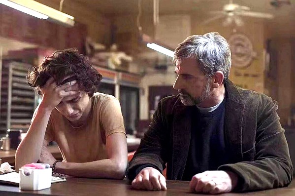 FAMILY Nic Sheff (Timoth&eacute;e Chalamet, left) and his dad David (Steve Carell) deal with Nic's addiction, in the biopic Beautiful Boy. - PHOTO COURTESY OF AMAZON STUDIOS