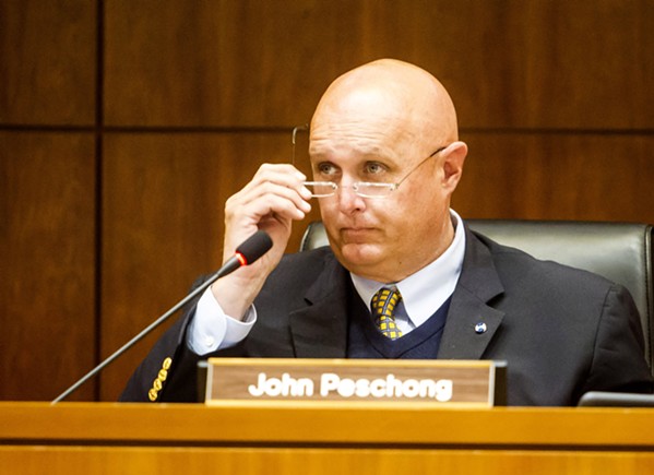 IN THE FIGHT San Luis Obispo County 1st District Supervisor John Peschong is a founding partner of Meridian Pacific, Inc., a political consulting firm that received over $643,000 from the oil industry to run its campaign against Measure G in SLO County. - FILE PHOTO BY JAYSON MELLOM