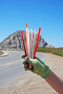 DRAW STRAWS Plastics are one of the top pollutants on SLO County beaches. ECOSLO tries to address that through a new monthly coastal cleanup program called Beach Keepers. - PHOTO COURTESY OF ECOSLO