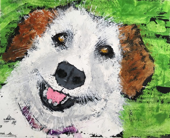 OH, BE JOYFUL When Arroyo Grande artist Jeri Edwards looks at a dog, she sees a pure, unbridled joy that she tries to capture in pieces like Smiley. - IMAGES COURTESY OF JERI EDWARDS