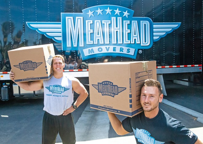 MOVING IN OR OUT? No surprises here. Meathead Movers got Best Moving Company again! Student athlete movers Jeremy Simpson (left) and Cody Williams (right) - will be there when you call for help with your next move. - PHOTO BY JAYSON MELLOM