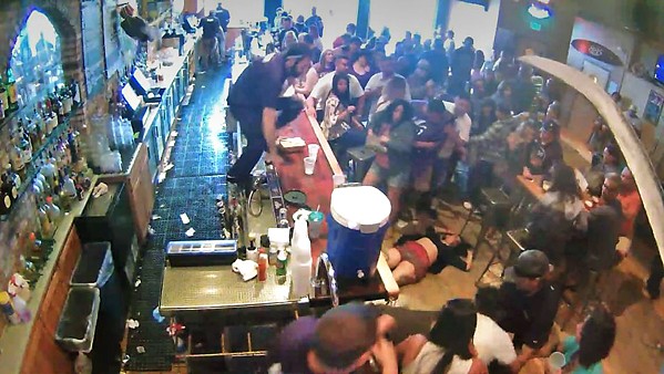 UNDER REVIEW SLO city building inspector Chris Olcott remains on paid leave two months after published video footage showed his assault on a man and woman in an Avila Beach bar (pictured). - SCREENSHOT COURTESY OF YOUTUBE