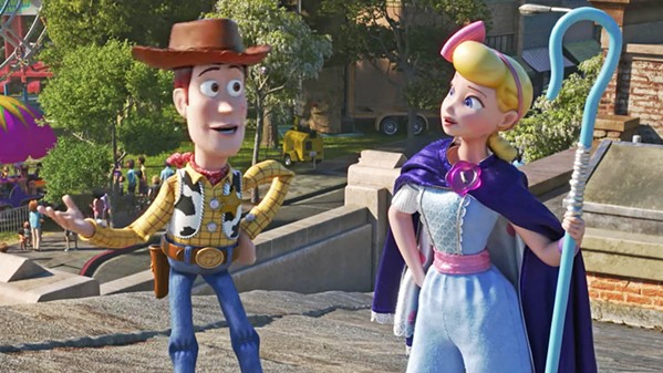 TOYS TO THE RESCUE Woody (voiced by Tom Hanks) and Bo Peep (voiced by Anne Potts) reunite in Toy Story 4. - PHOTO COURTESY OF PIXAR ANIMATION STUDIOS