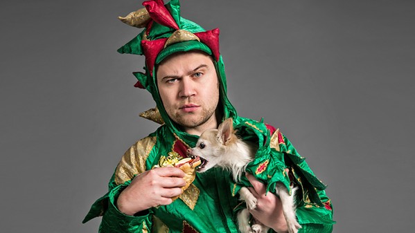 DYNAMIC DUO Comic magician Piff the Magic Dragon and his trusty sidekick, Mr. Piffles, perform at Fremont Theater on June 28. - PHOTO COURTESY OF PIFF THE MAGIC DRAGON