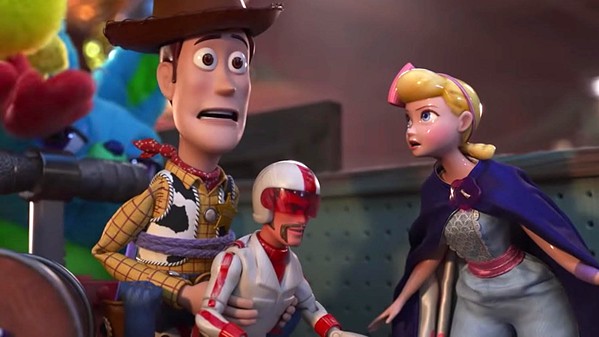 TO THE RESCUE Woody (Tom Hanks) and Bo Peep (Annie Potts) enlist the help of daredevil action figure Duke Caboom (Keanu Reeves) to find Forky (Tony Hale) and bring him home in Toy Story 4. - PHOTOS COURTESY OF DISNEY