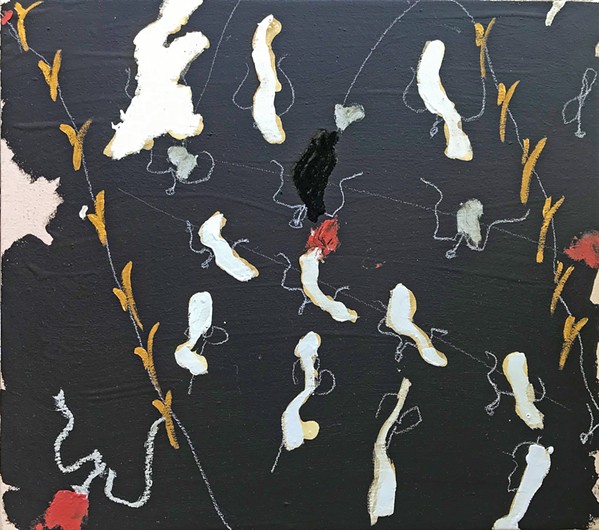 UNUSUAL In her work, artist Maysha Mohamedi likes to work with unorthodox materials, such as tar found on the beach, as well as conventional art supplies, including oil paints, in pieces like Diablo. - IMAGE COURTESY OF MAYSHA MOHAMEDI