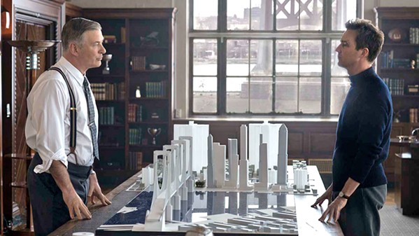 THE BETTER MAN Power hungry builder Frank Moses (Alec Baldwin, left) will stop at nothing to transform New York City, but P.I. Lionel Essrog (Edward Norton) is slowly uncovering Moses' secret, leading to a showdown. - PHOTOS COURTESY OF WARNER BROS. PICTURES