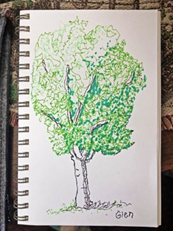 WEEKLY ACTIVITIES Every Monday, the San Luis Obispo Museum of Arts is posting a weekly activity on its website, last week's being "Draw What You See," with guidance on how to draw a tree, which intrepid reporter Glen Starkey attempted to do lefthanded. - PHOTO BY GLEN STARKEY