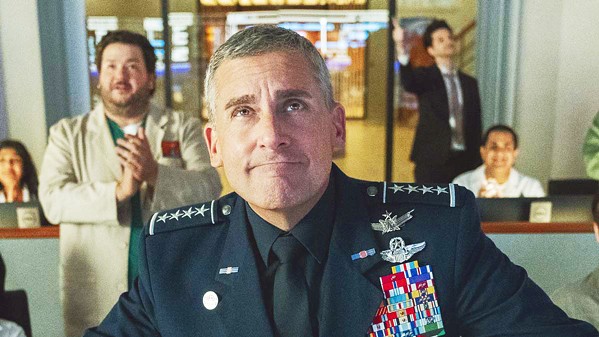 TOP DOG Steve Carrell stars as Gen. Mark R. Naird, the first commander of the new sixth branch of the U.S. military, Space Force, in Netflix's new comedy appropriately called Space Force&mdash;a sort of running joke about American idiocy. - PHOTO COURTESY OF 3 ARTS NETERTAINMENT