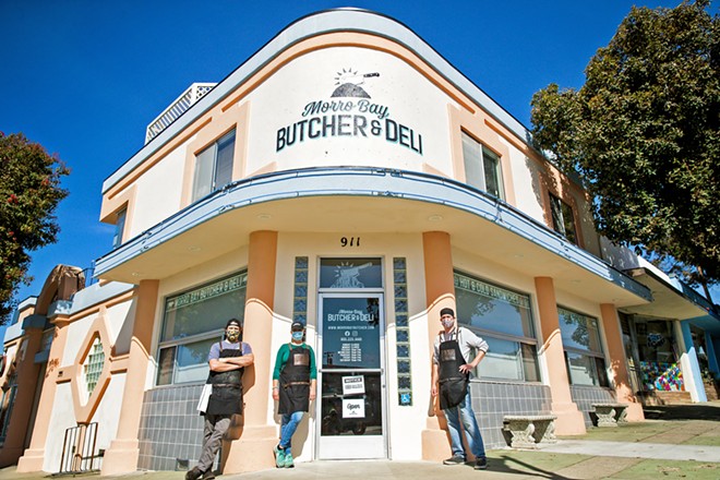 MEAT EMERGENCY Geoff and Jillian Montgomery and Evan Martz (left to right) opened the Morro Bay Butcher and Deli in December 2020 to serve local, high quality meat and more to the community.