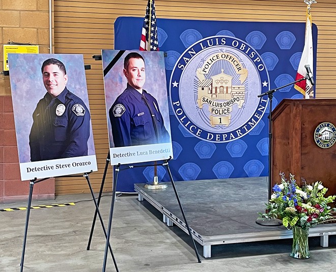 IN THE LINE OF DUTY SLO Police Detective Luca Benedetti (right), 37, was killed on May 10 in an officer-involved shooting. Detective Steve Orozco was injured, but is expected to make a full recovery.