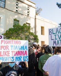 COURT PROCESS Supporters stood in solidarity outside the SLO County Courthouse for local activist and protest leader Tianna Arata's first virtual court hearing on Sept. 3, but were not present for her Sept. 17 hearing.