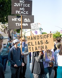 CHARGED SLO Mayor Heidi Harmon accused SLO County District Attorney Dan Dow of disenfranchising three Black protesters who were charged in relation to the July 21 protest (pictured) in SLO.