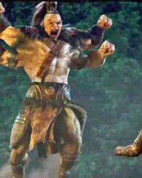 FIGHT NIGHT Goro (voiced by Angus Sampson, left) squares off against Cole Young (Lewis Tan), in the newest installment of the Mortal Combat franchise, screening on HBO Max and in local theaters.