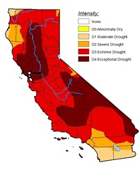 STATE OF DROUGHT San Luis Obispo County is now one of 50 California counties facing a drought emergency, shown here by the U.S. Drought Monitor.