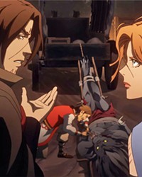 BLOODY BRILLIANT Castlevania follows the gory journey of vampire killer Trevor Belmont (left), the sorceress Sypha (right), and Dracula's son Alucard, as they team up to defeat Dracula and his army of night creatures.
