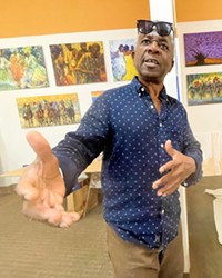ANIMATED It’s impossible not to be caught up in artist and drummer Abbey Onikoyi’s unbridled enthusiasm for all things creative. He recently reopened his gallery Spirits of Africa in SLO’s Network Mall.