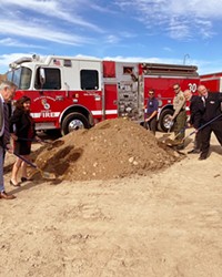 BREAKING GROUND SLO County's Sheriff Ian Parkinson, Fire Chief John Owens, and Supervisors John Peschong, Debbie Arnold, Bruce Gibson, and Jimmy Paulding attended the Oct. 9 groundbreaking ceremony for the county's new joint dispatch center.