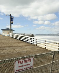 DON'T WALK ON WATER :  Recent heavy swells prompted the closure of the Pismo Beach pier.