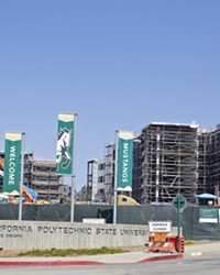 NOT READY YET These Cal Poly dorms under construction will not be ready to house the 800 to 850 more students the university's taking on than it expected this year.