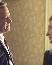 GOVERNMENT SECRETS Washington Post Publisher Katharine Graham (Meryl Streep) and editor Ben Bradlee (Tom Hanks) put their jobs on the line in order to expose the truth in The Post.